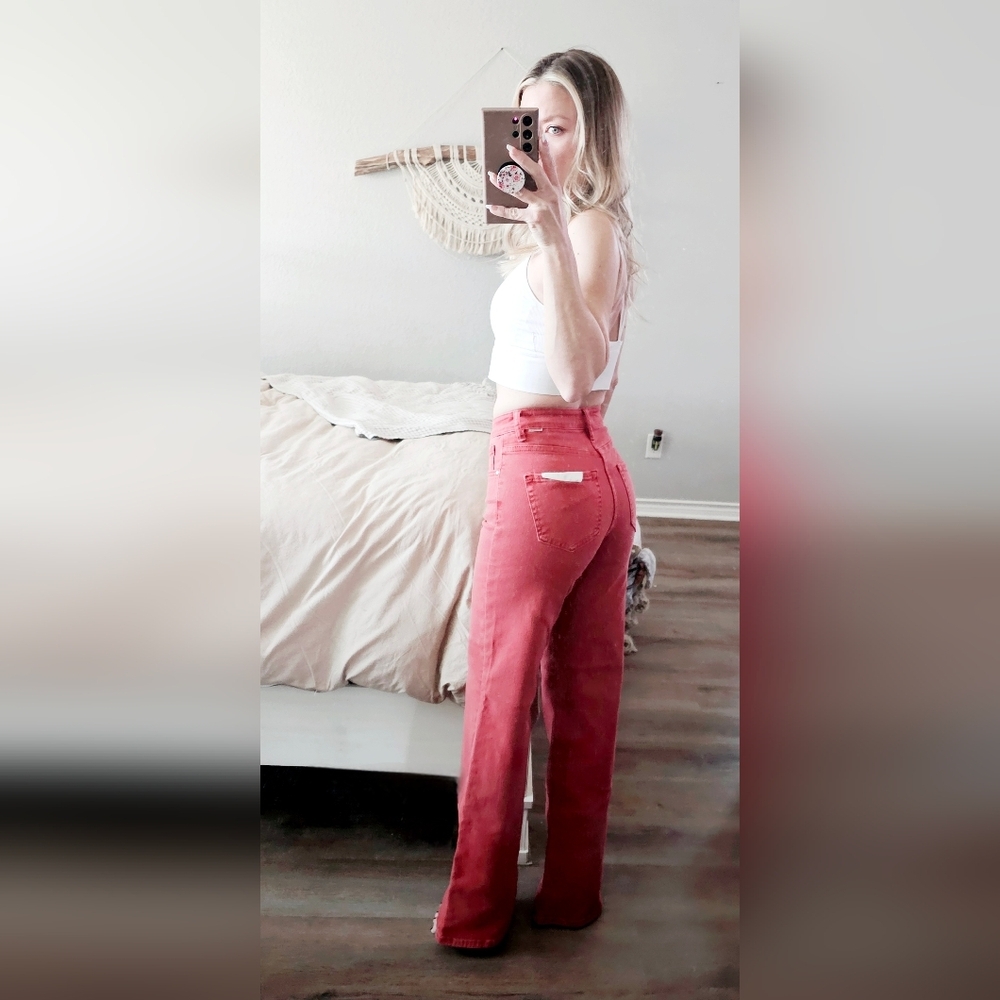RISEN High Rise Tummy Control Classic Wide Leg Jeans Stretch Brick Various NEW - Picture 10 of 13